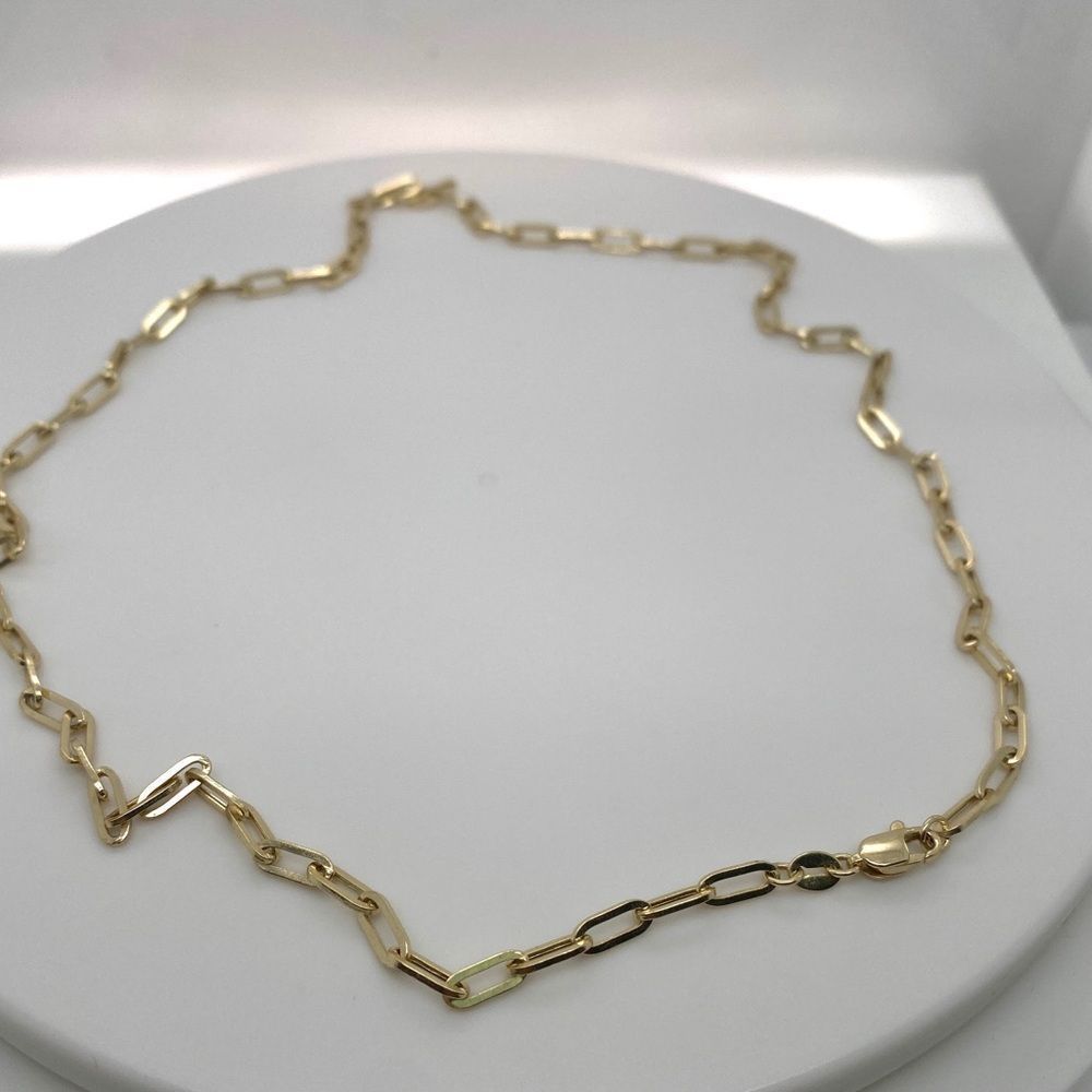 14K Solid Yellow Gold Paperclip Necklace